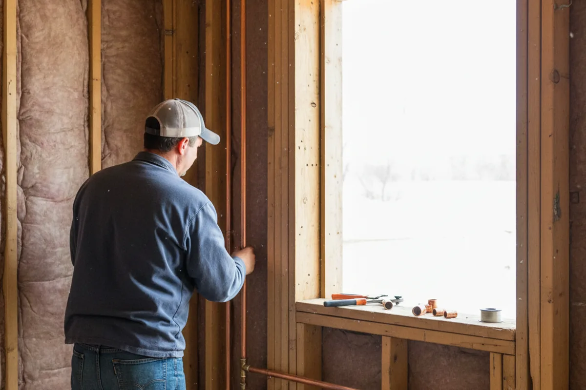 Licensed plumber running new copper supply lines in a Mifflinburg home