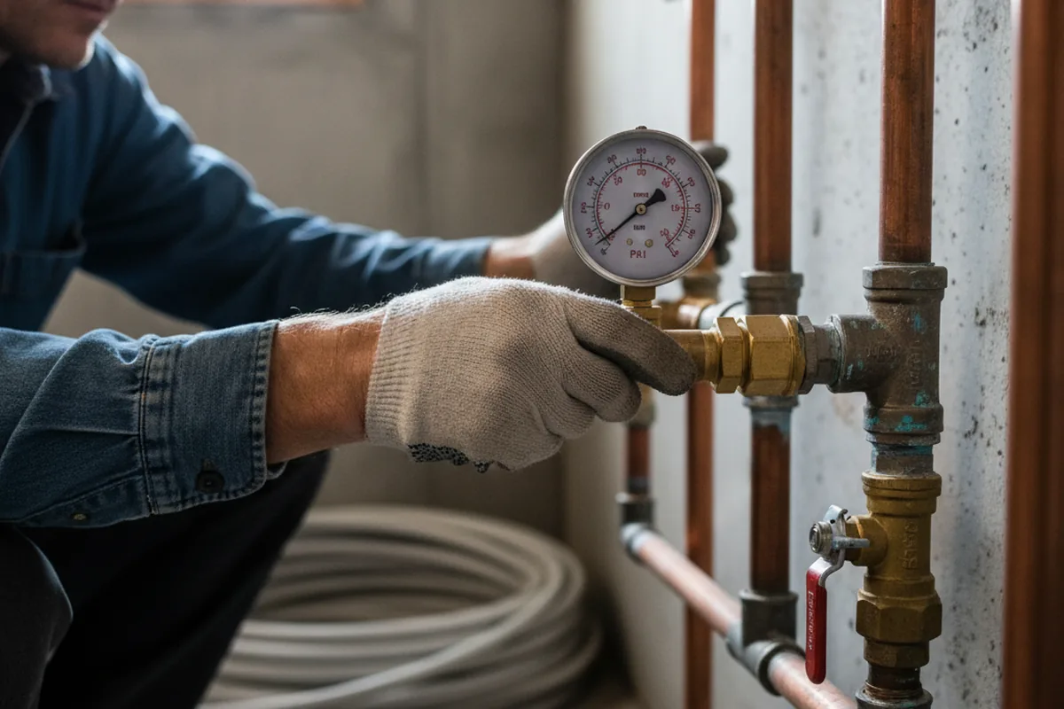 Pressure testing a repaired line during Water Line Repair in Mifflinburg